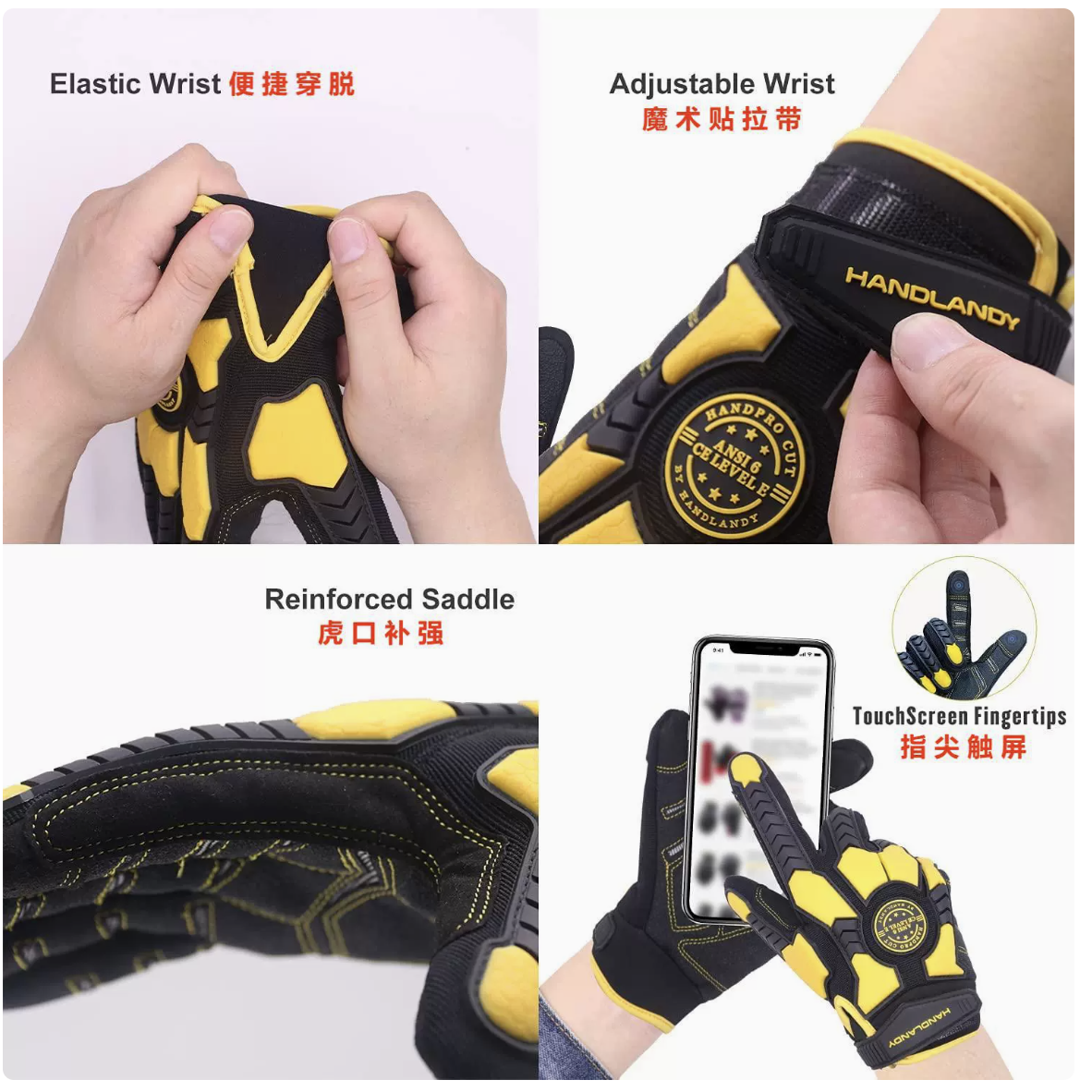 Work Glove Impact - Guantes de Trabajo Resistentes, Protección Contra