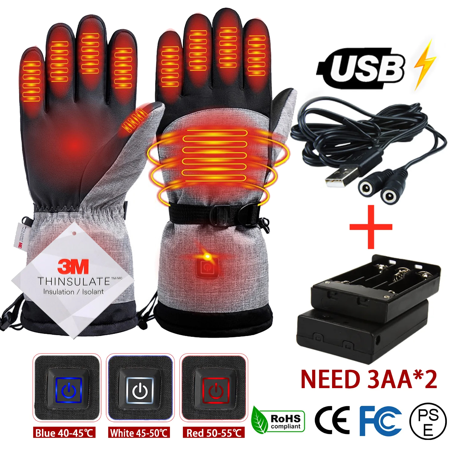 Winter Glove Insulated - Guantes Térmicos eléctricos impermeables, calentador de