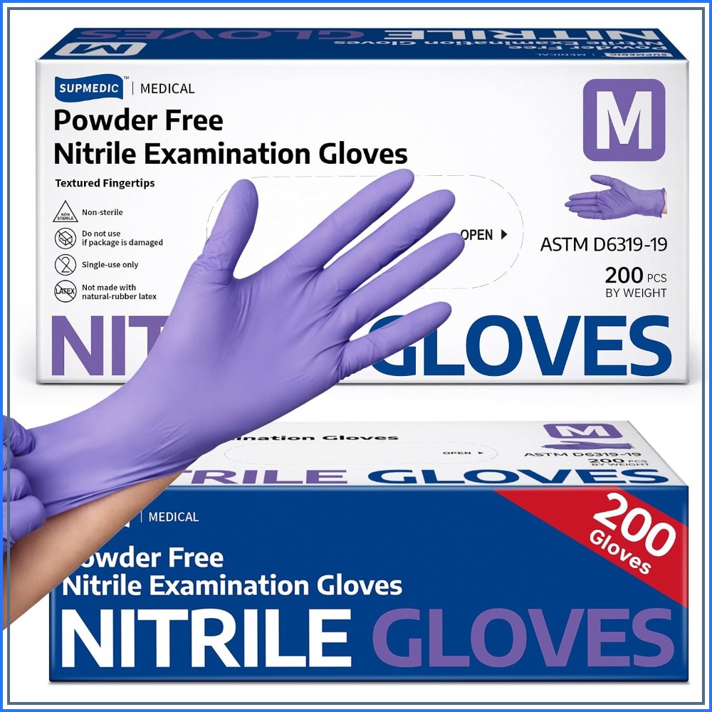 Exam Glove Nitrile - Guantes Desechables de Nitrilo, 200 Unidades,