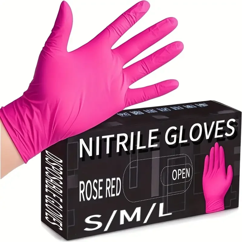 Latex Disposable Glove - Guantes Desechables de Nitrilo Fucsia, 20/100