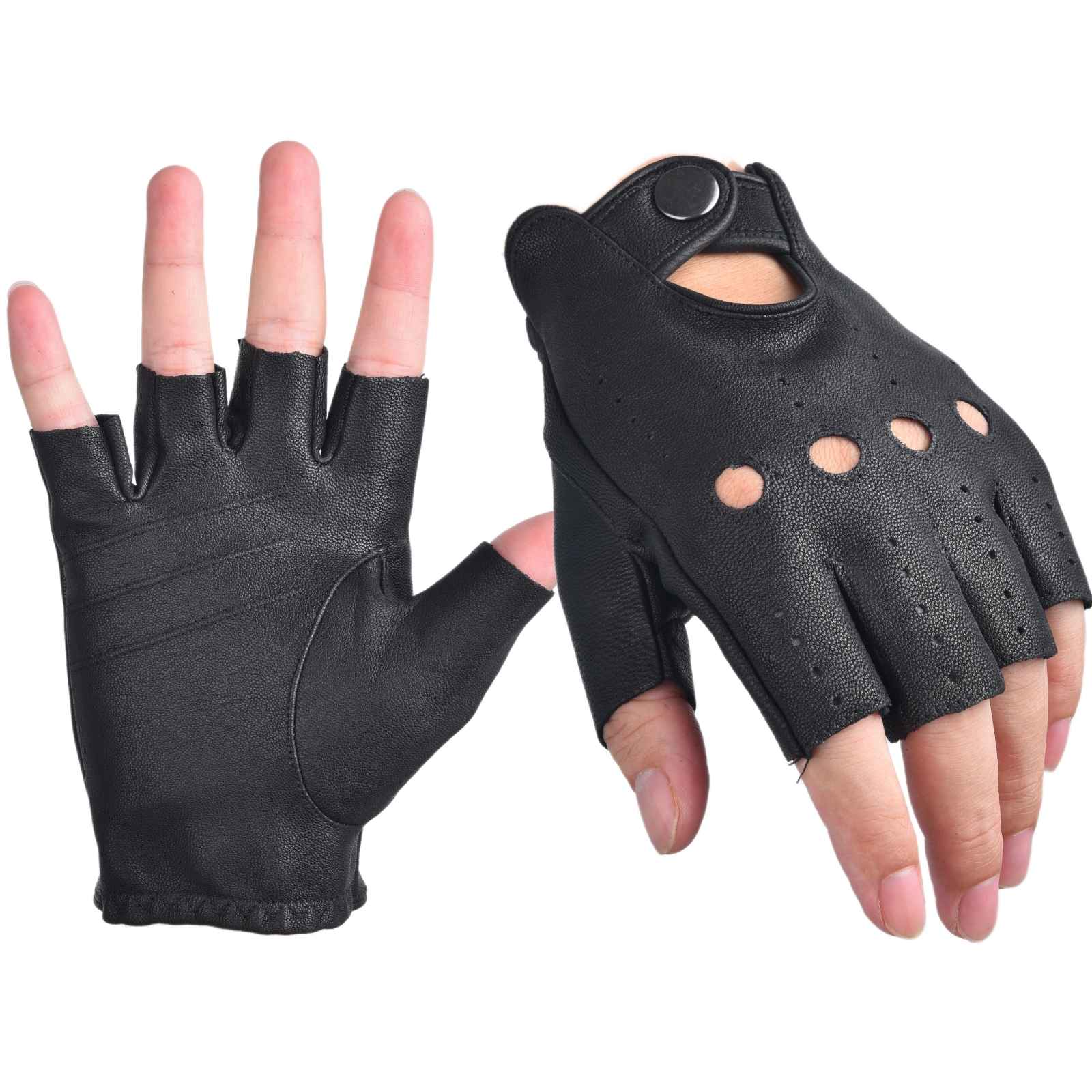 Leather Driving Glove - Guantes sin dedos para hombre Guantes