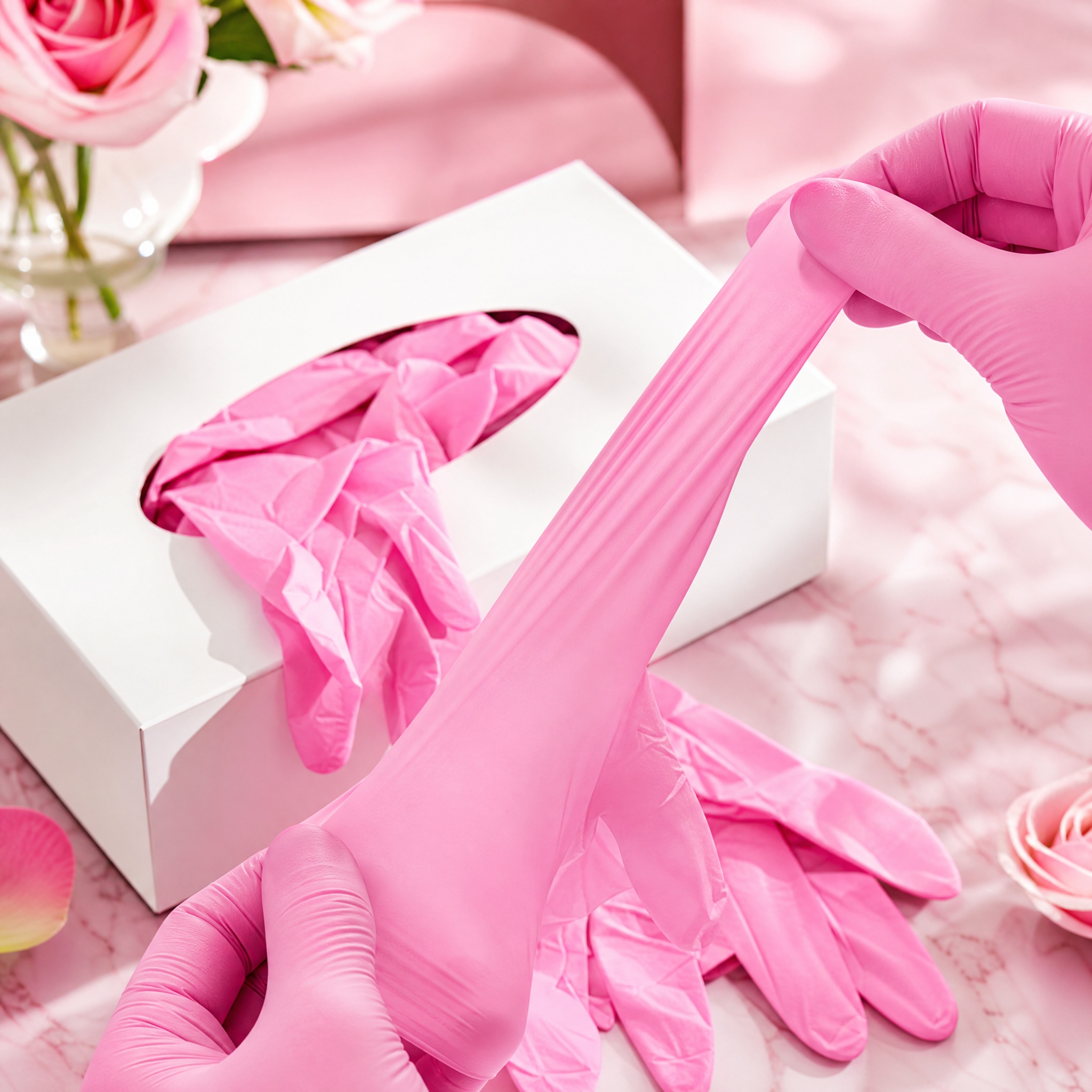 Guantes de Nitrilo Rosa Simple - Rubber Glove Cleaning reseña y precio