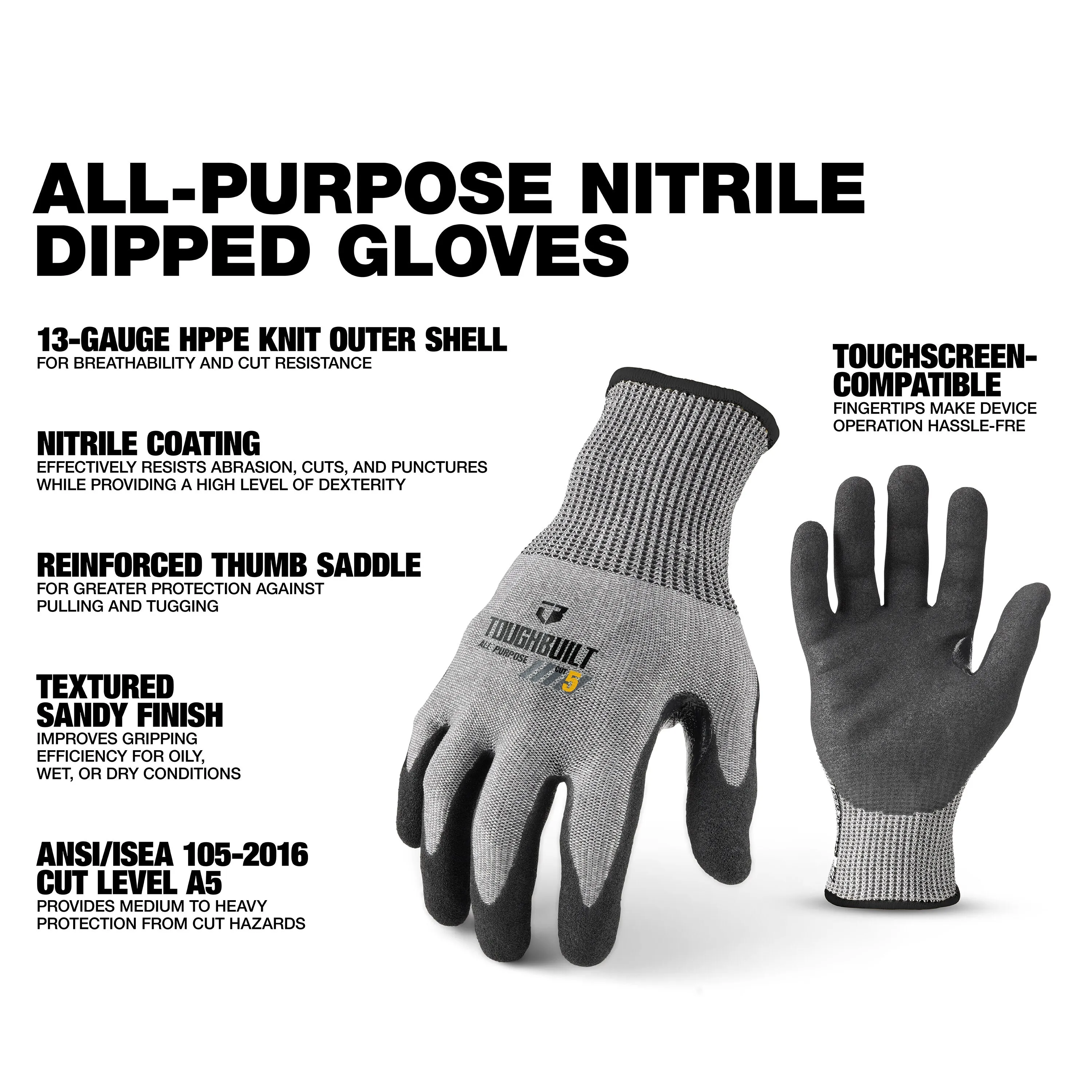 TOUGHBUILT TB-P2-112-5-L Guant - Nitrile Mechanic Glove reseña y precio