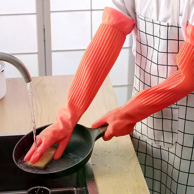 Guantes largos de goma reutili - Dish Glove Rubber reseña y precio