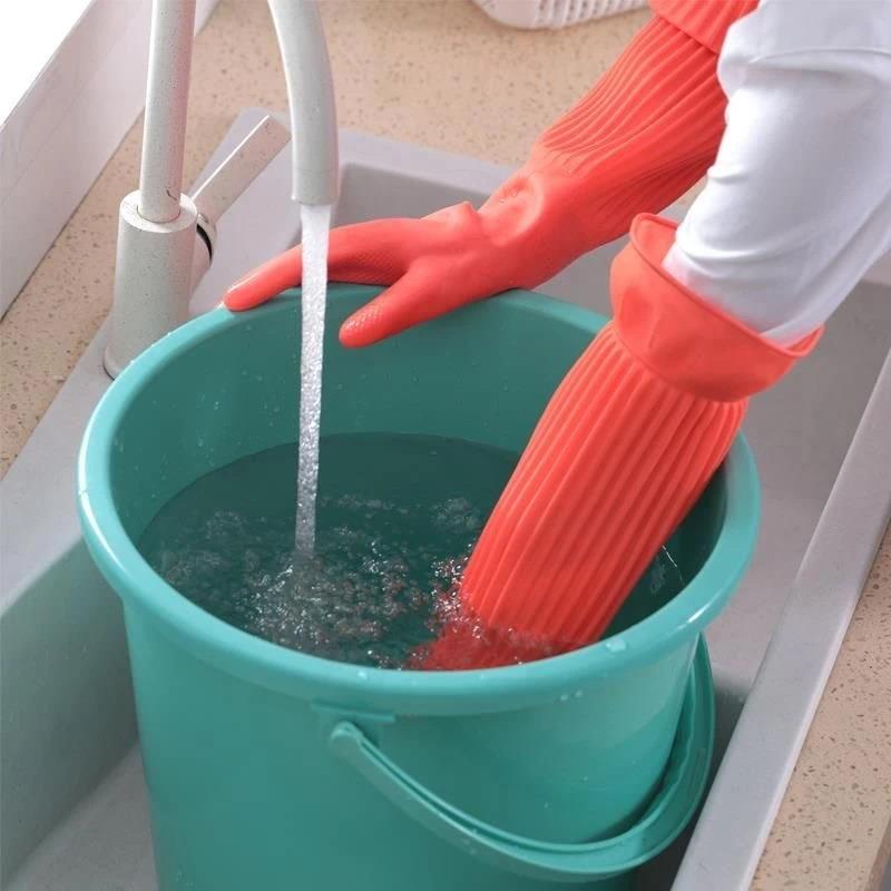 Guantes largos de goma reutili - Rubber Glove Cleaning reseña y precio