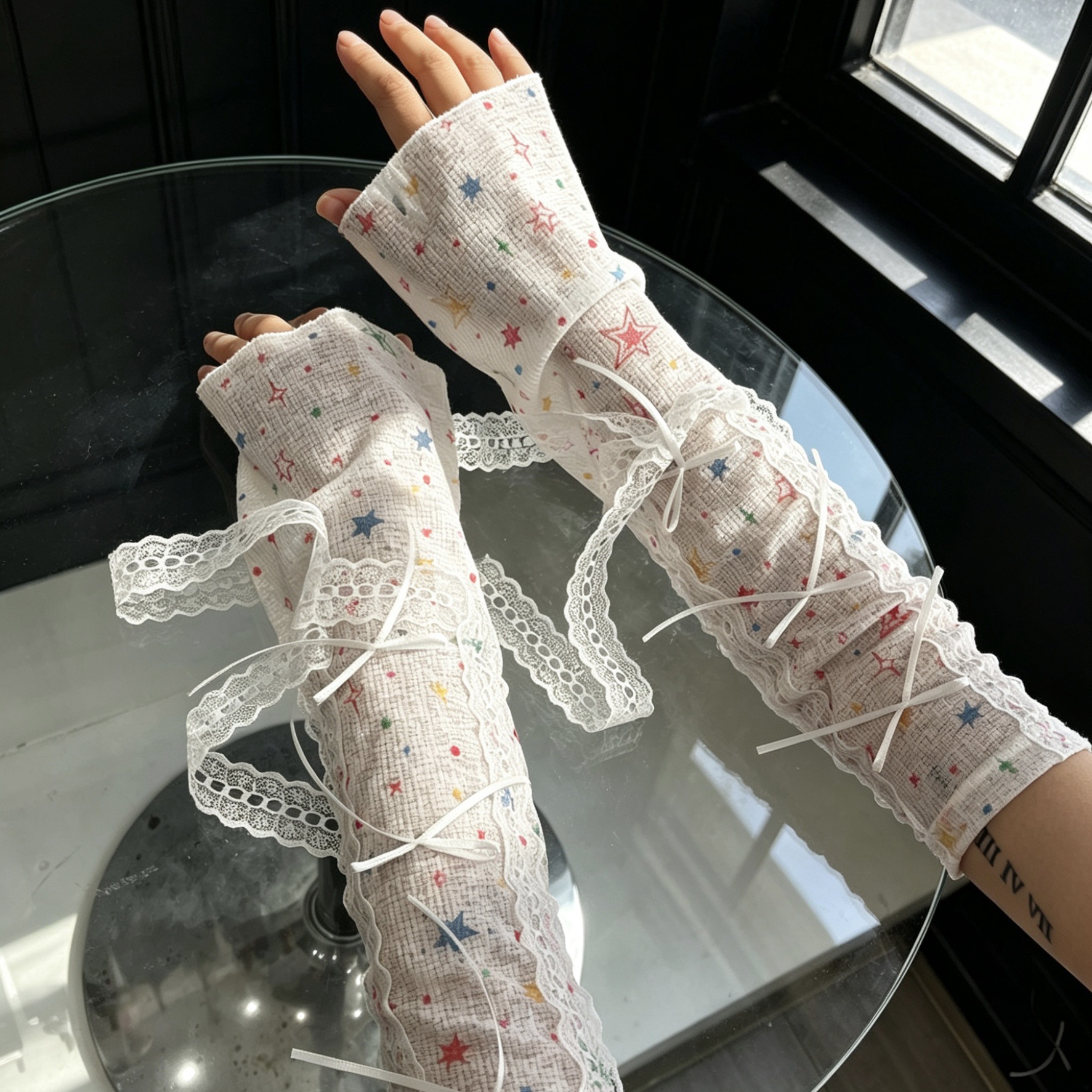 Mangas de encaje con estampado - Fingerless Glove Knit reseña y precio